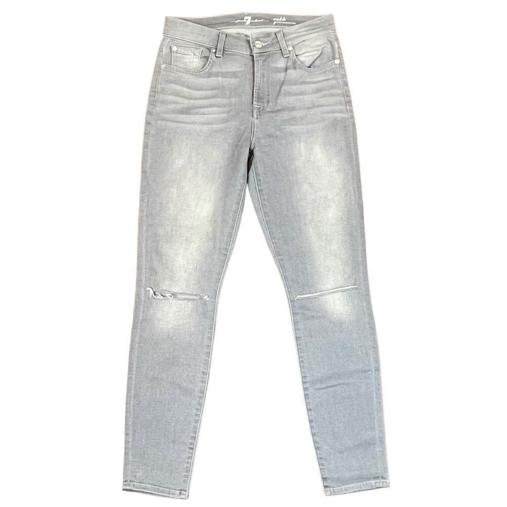 7 For All Mankind Gray Ankle Gwenevere Distressed Jeans 27